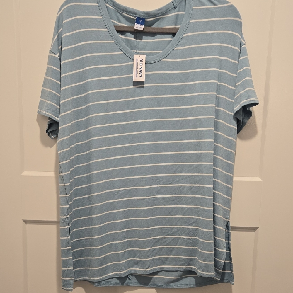 NWT Old Navy Light Blue and White Striped Tee